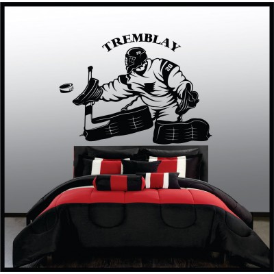 Sticker mural - Gardien de but hockey à personnaliser